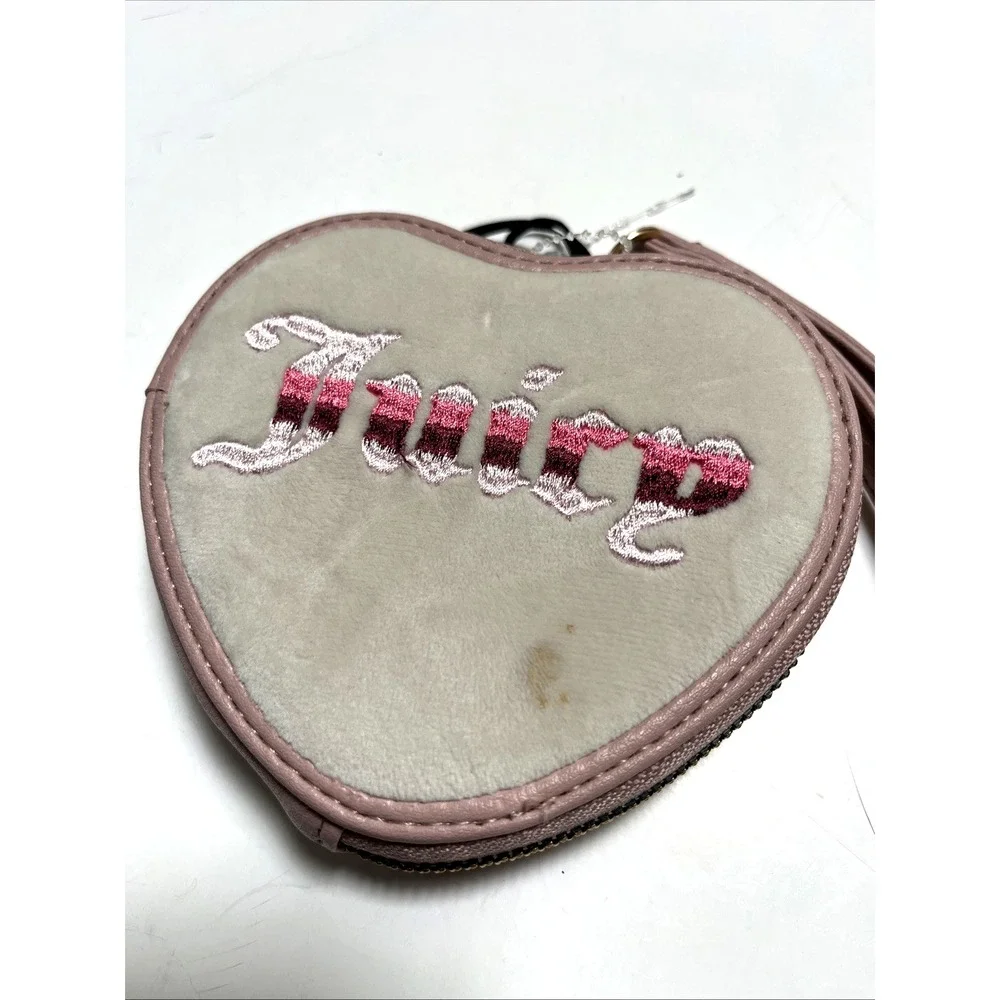 Juicy Couture Heart Wristlet Wallet Lot of 2 Velour Embroidered Black Pink NWT